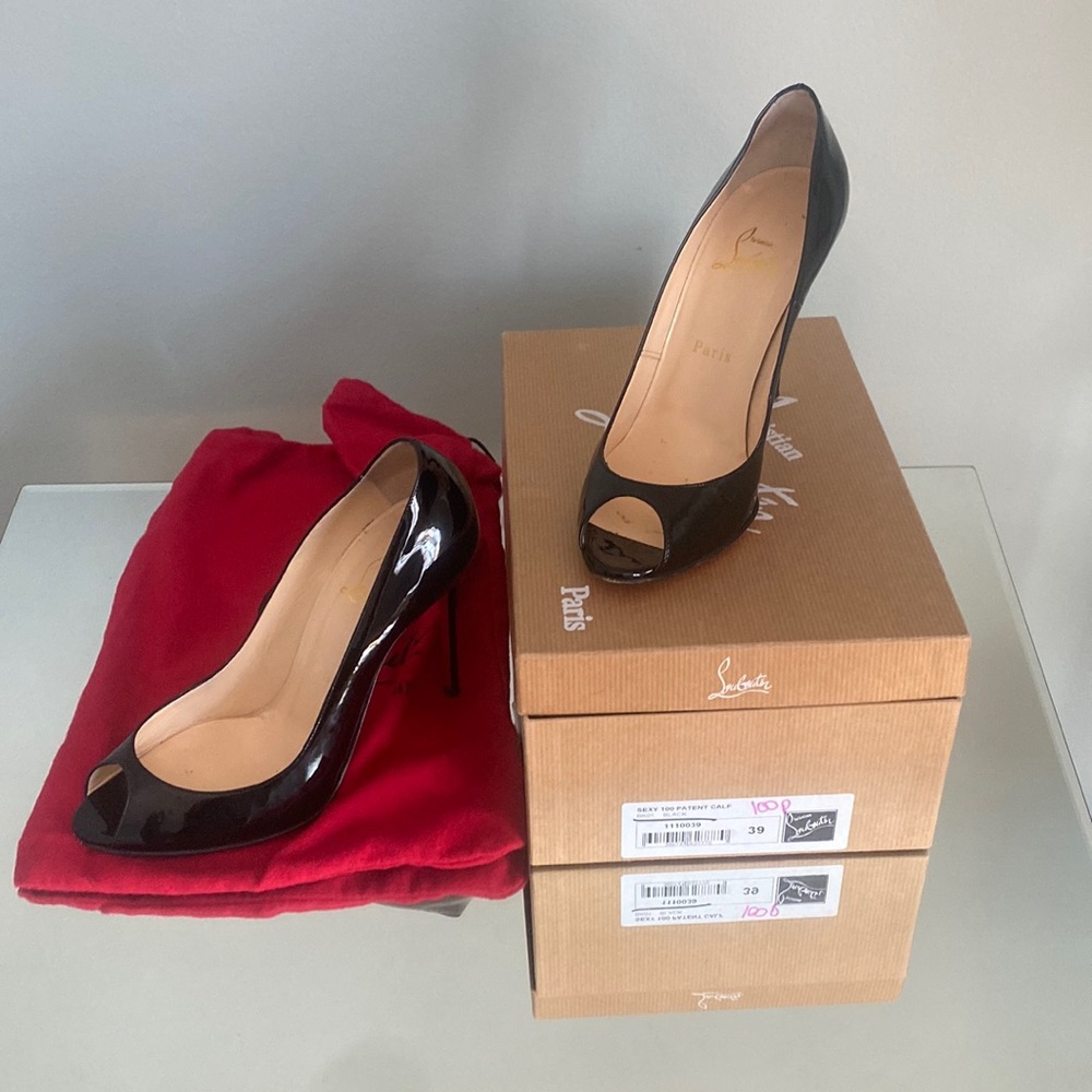 Christian Louboutin patent black heels